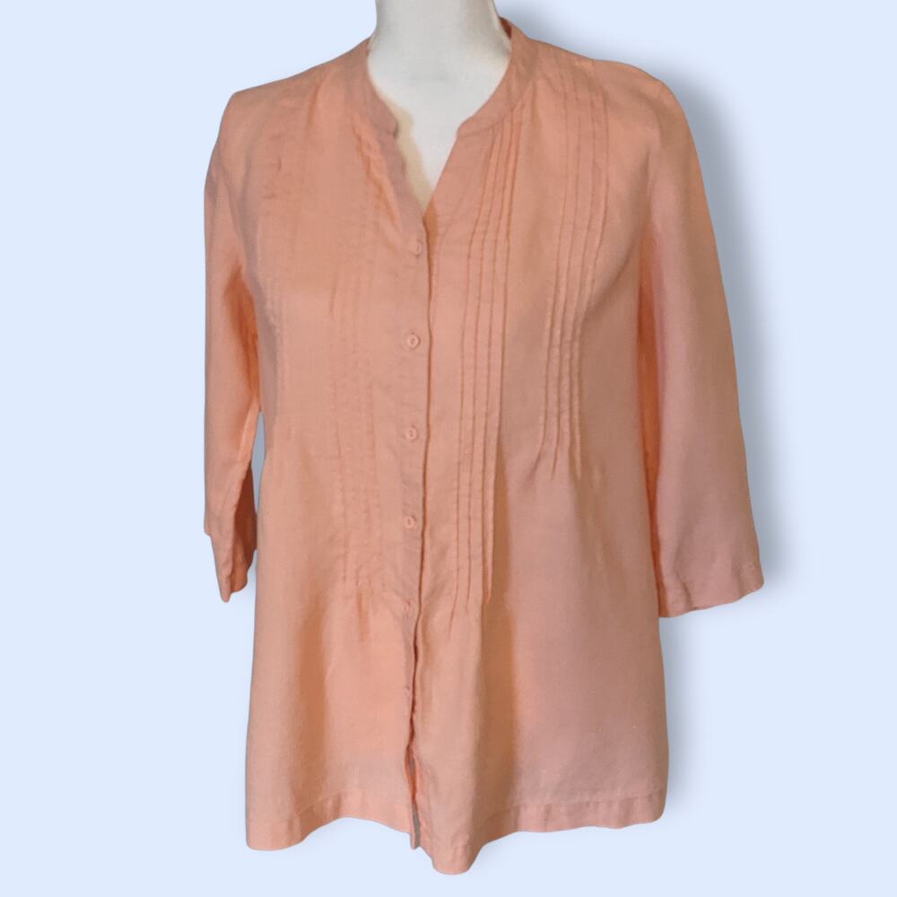 Linen Pink Blouse Jones NY Size Small